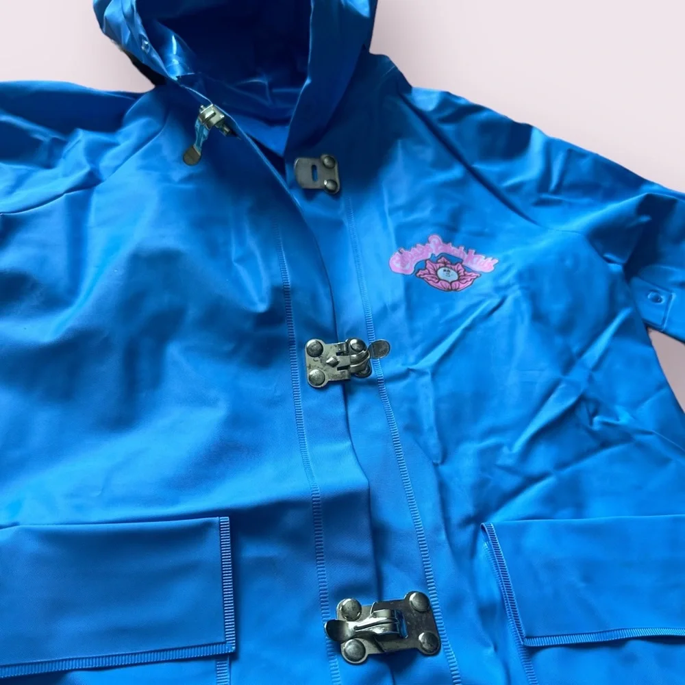 Vintage 1983 Cabbage Patch Kids Doll Pink And Blue Vinyl Raincoat Size 4 - Picture 5 of 13